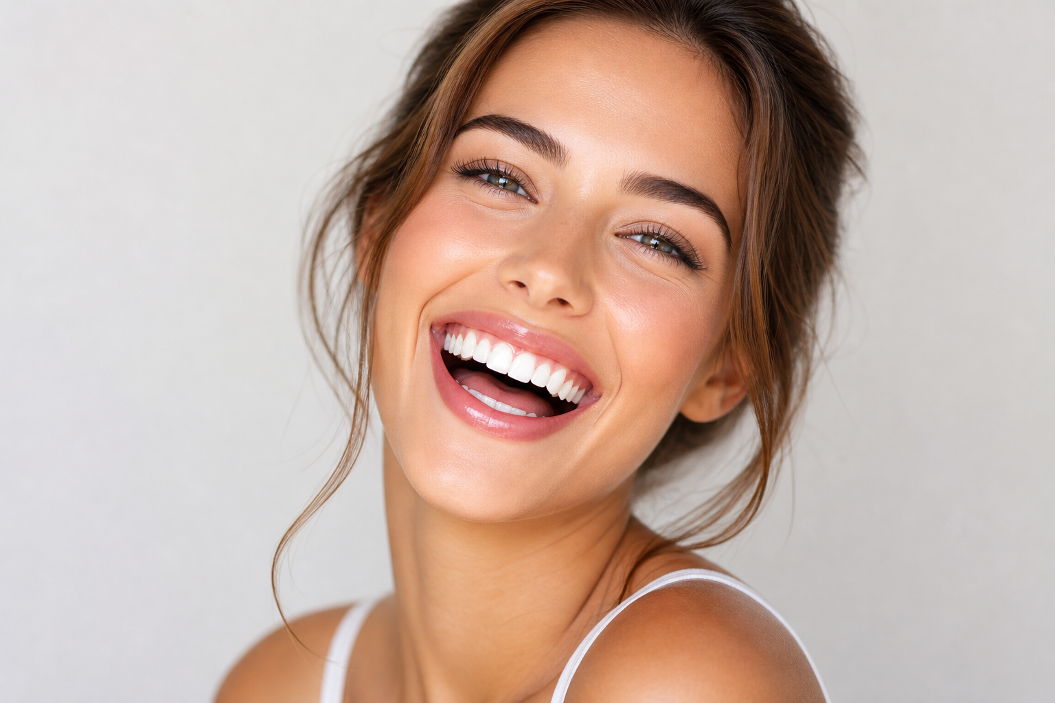 Sorriso luminoso e sano dopo i trattamenti dello studio